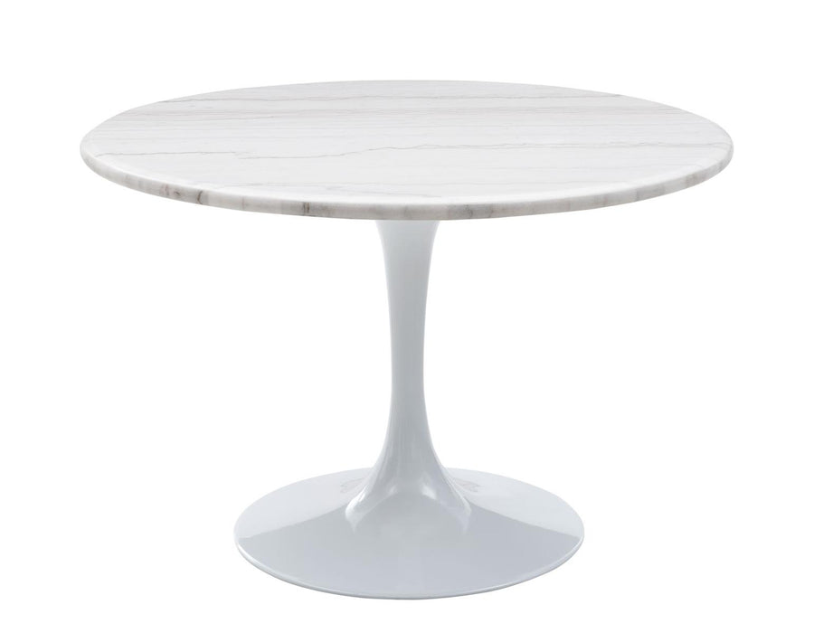 Steve Silver Colfax Round White Marble Top Dining Table in White image