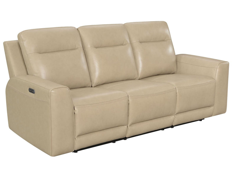 Steve Silver Doncella Leather Dual Power Reclining Sofa in Surly Sand image