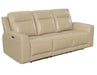 Steve Silver Doncella Leather Dual Power Reclining Sofa in Surly Sand image