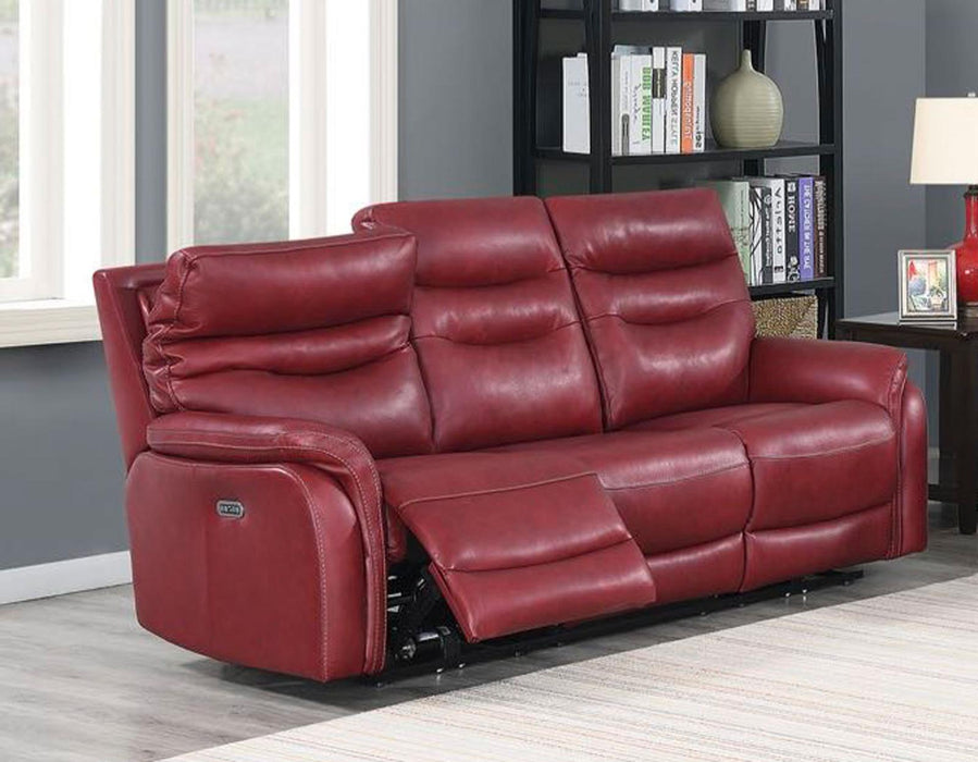 Steve Silver Fortuna Leather Dual Power Reclining Sofa in Wine image