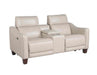 Steve Silver Giorno Dual Power Leather Console Loveseat in Ivory image