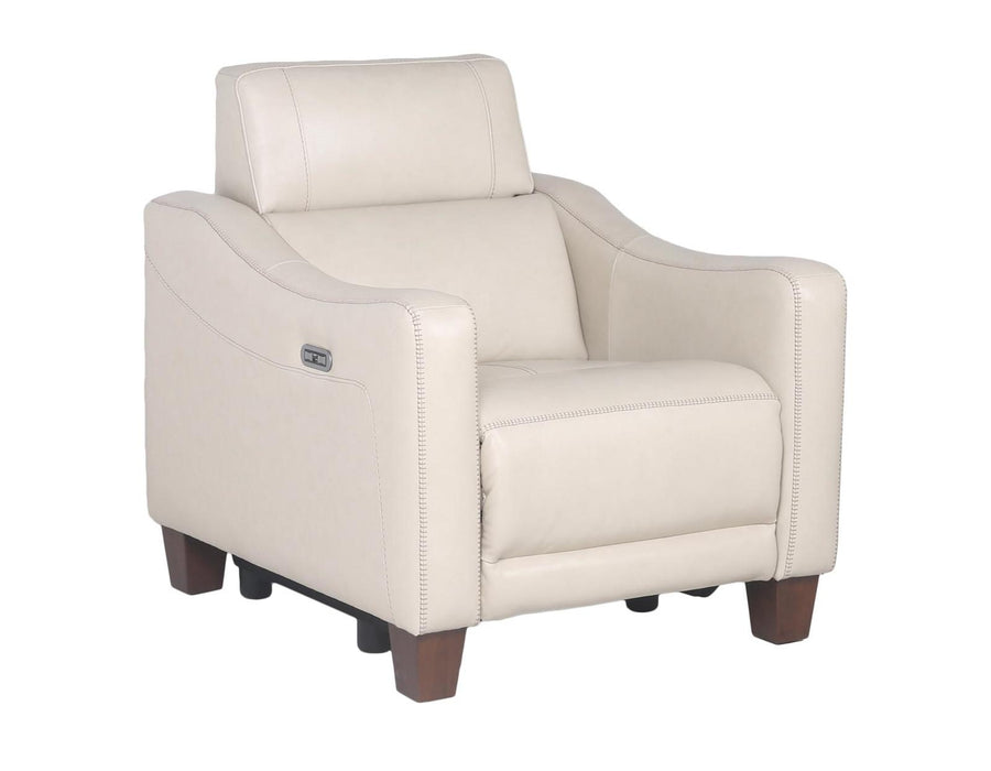 Steve Silver Giorno Dual Power Leather Recliner in Ivory image