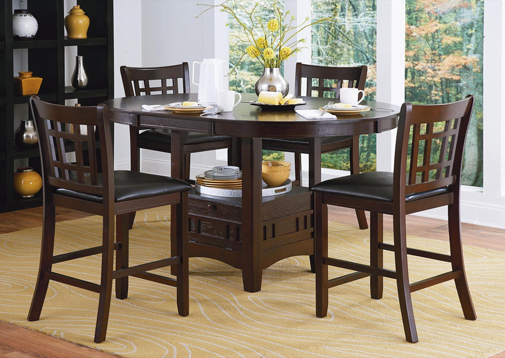 Junipero Brown Counter Dining Table w. 4 Chairs